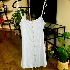 Topshop Ribbed Light Blue Button Front Dress